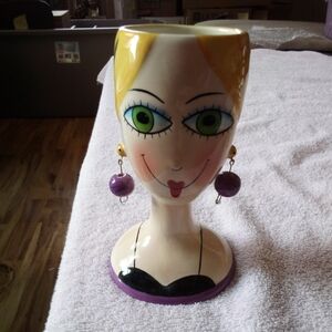 Bah's Ceramic Women's Head Vase Makeup Vase Holder